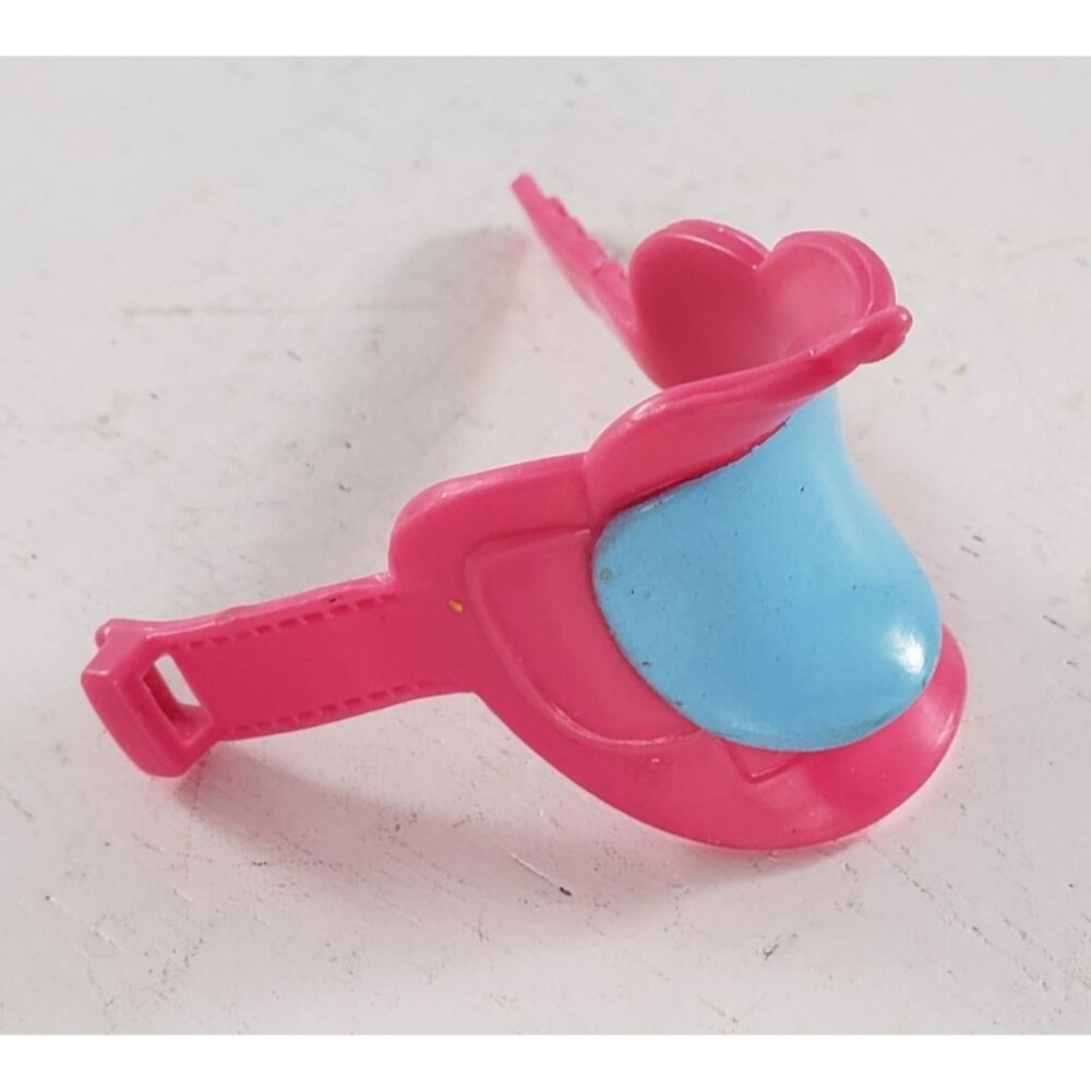 Miniature Pink Saddle Plastic Model Horse Toy